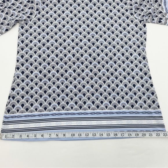 Charter Club Mixed Print Blue and White Flounce Sleeve Top Size Large - Picture 8 of 12